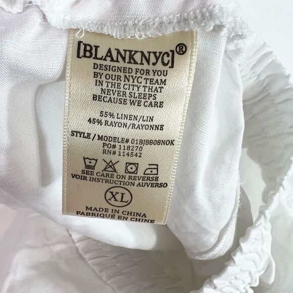 Blank NYC High Waist Linen Shorts Women's XL Elasticized Waistband Back Pockets - Picture 8 of 12